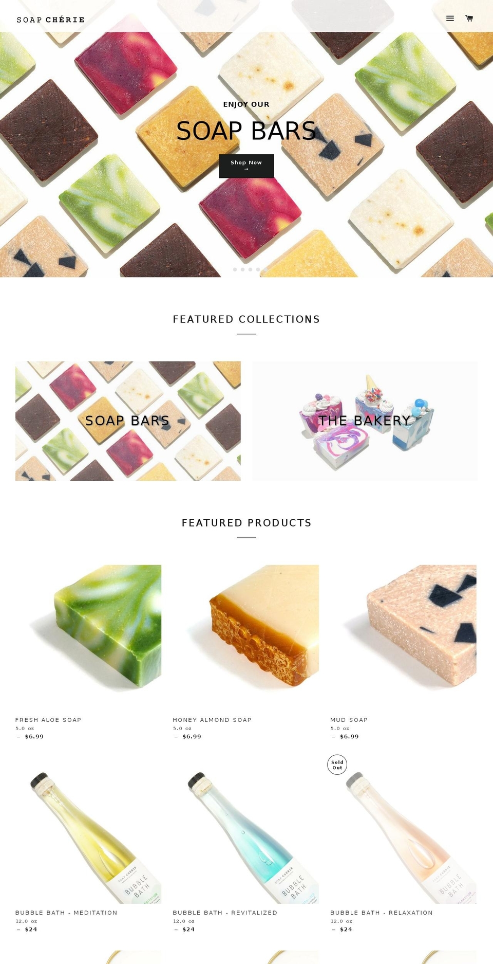 soapcherie.com shopify website screenshot