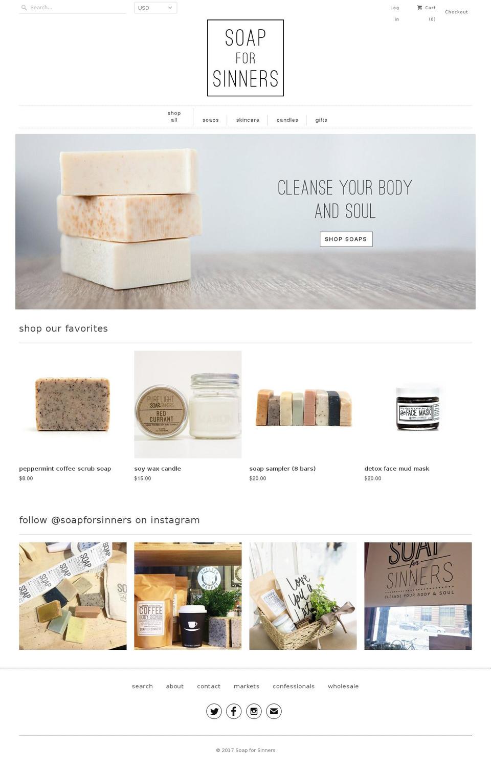 soapforsinners.com shopify website screenshot