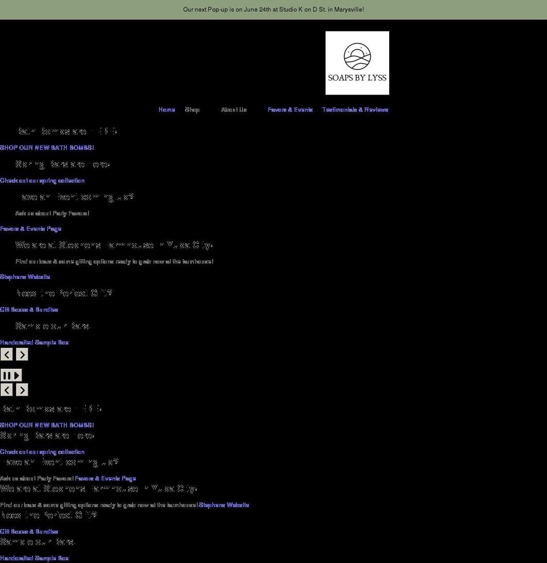 soapsbylyss.com shopify website screenshot