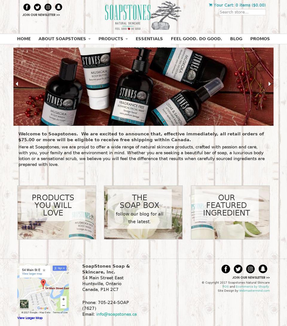 soapstones.ca shopify website screenshot