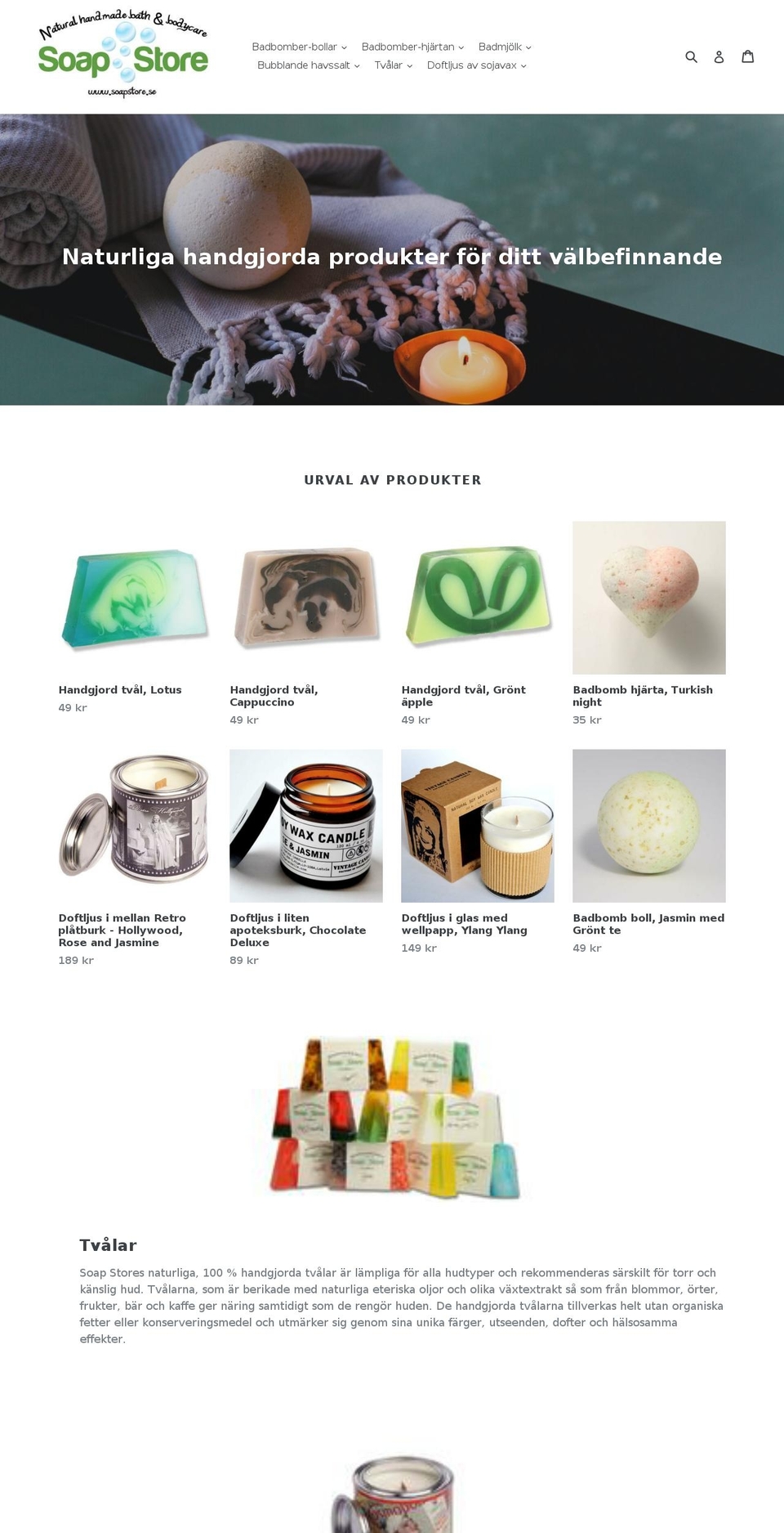 soapstore.se shopify website screenshot