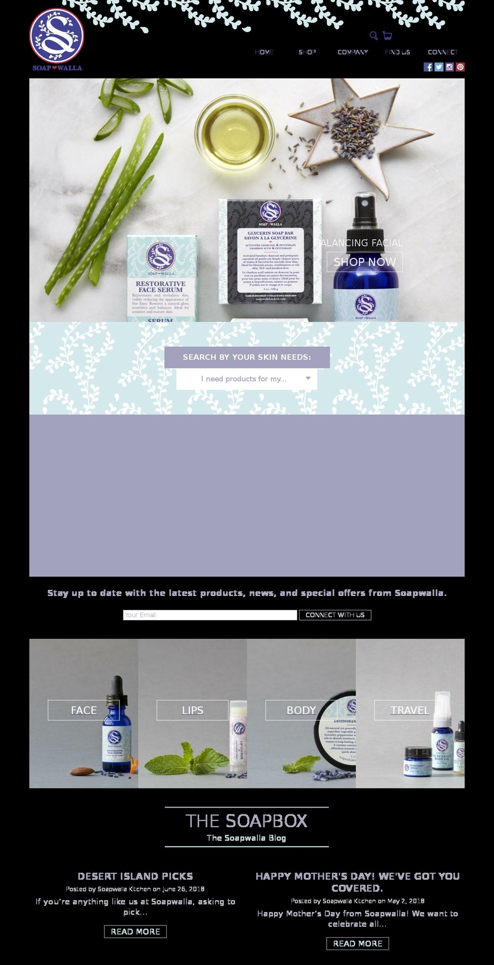 Soapwalla Shopify theme site example soapwalla.biz