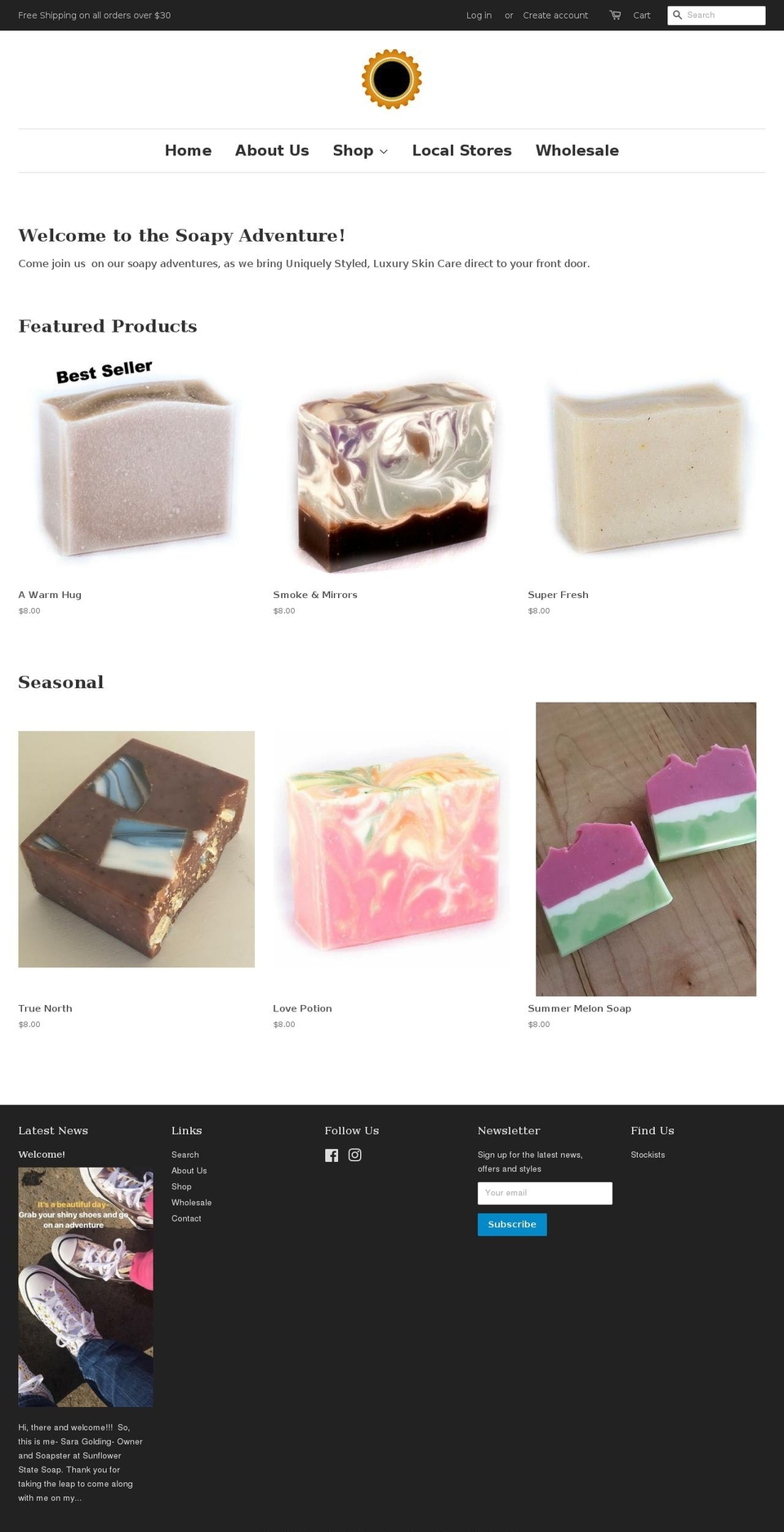 soapysunflower.com — Shopify storefront screenshot