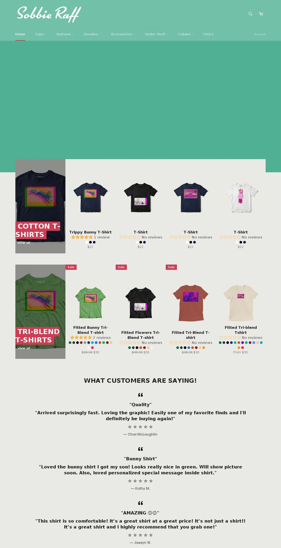 sobbieraff.com — Shopify storefront screenshot