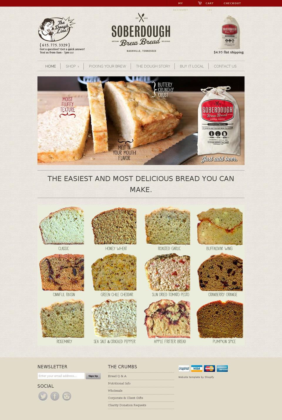 soberdough.com shopify website screenshot