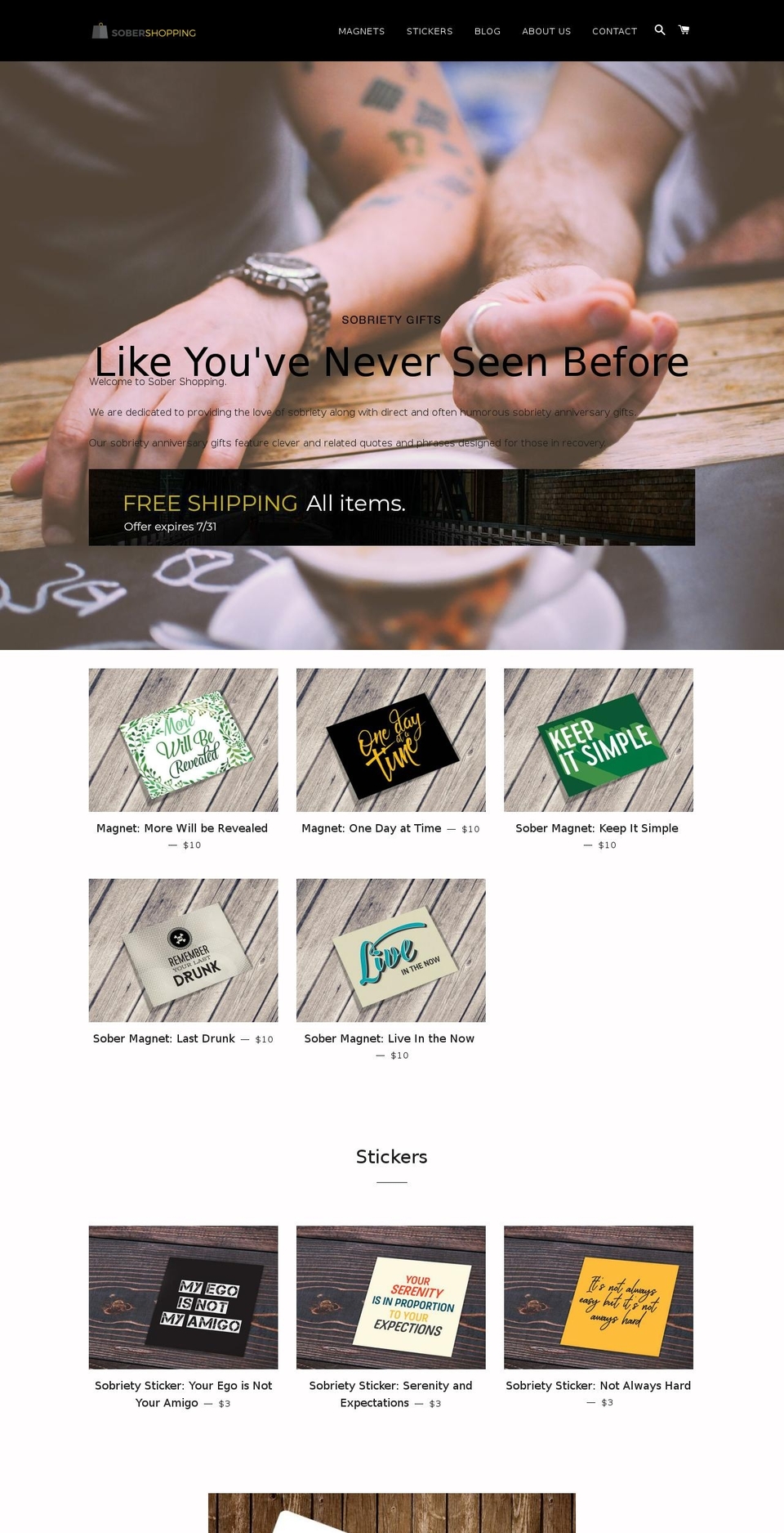 sobershopping.com — Shopify storefront screenshot