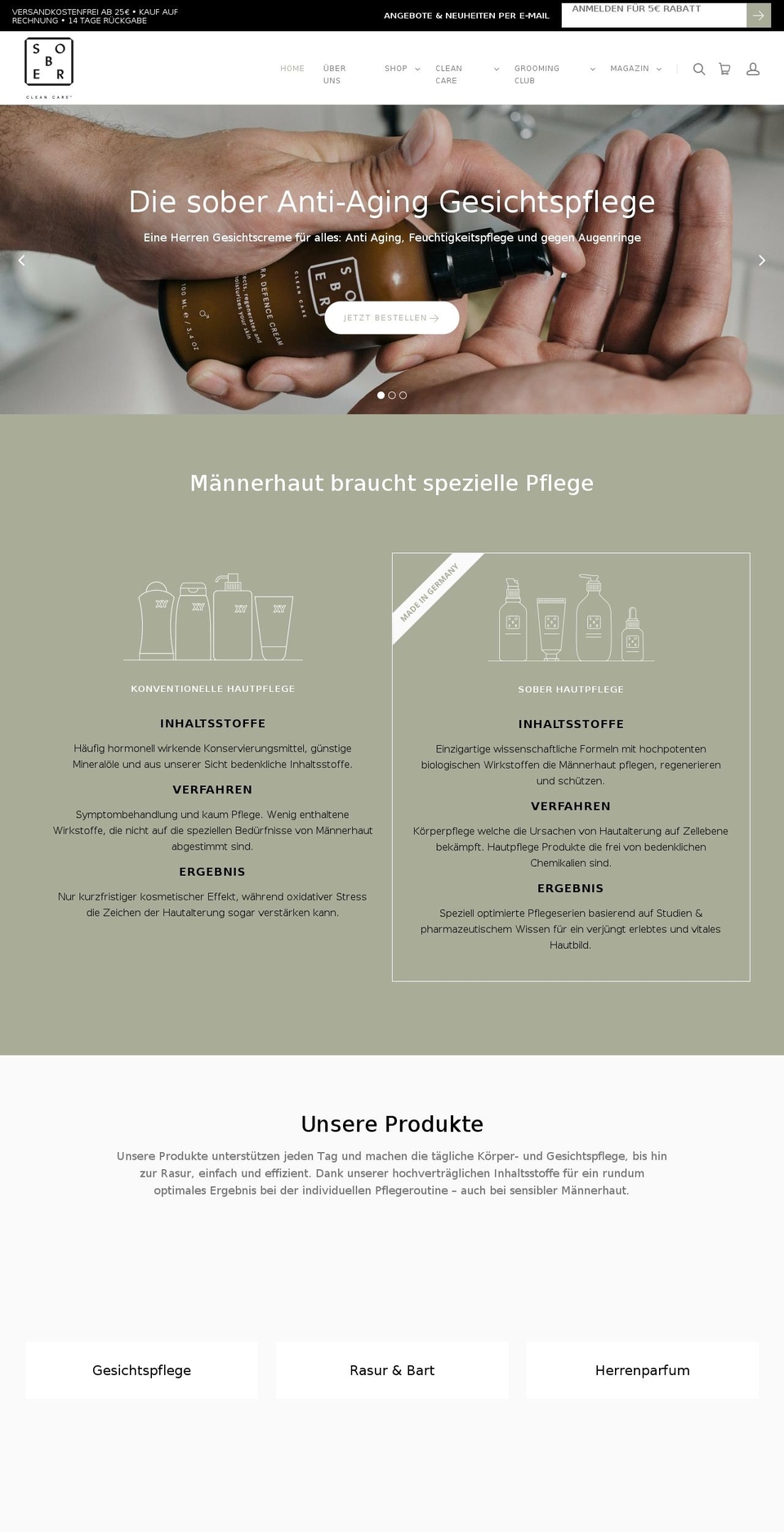 soberskincare.com — Shopify storefront screenshot