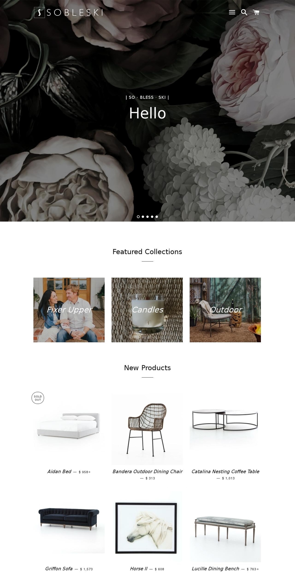 sobleskifurniture.com shopify website screenshot