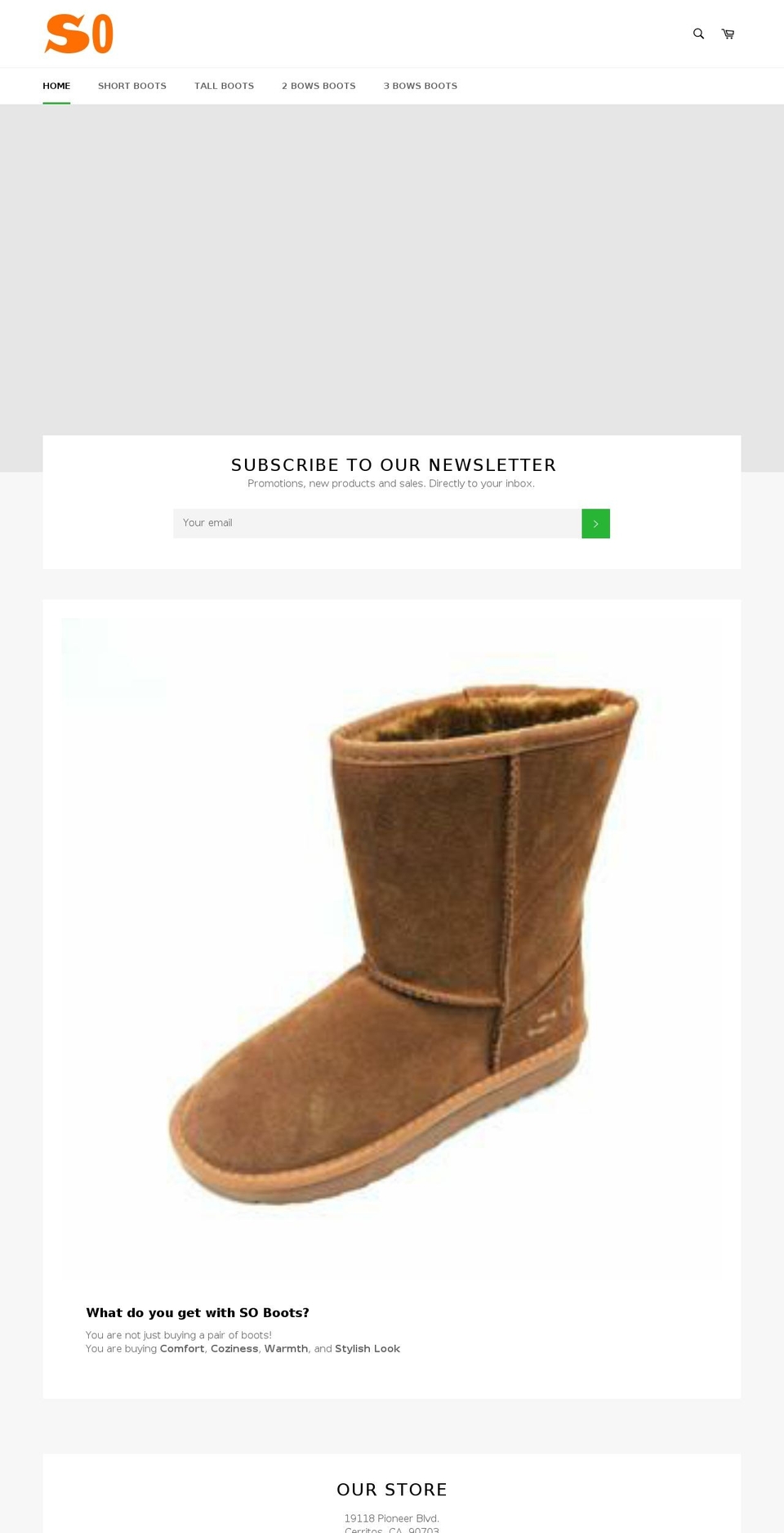 soboots.com — Shopify storefront screenshot
