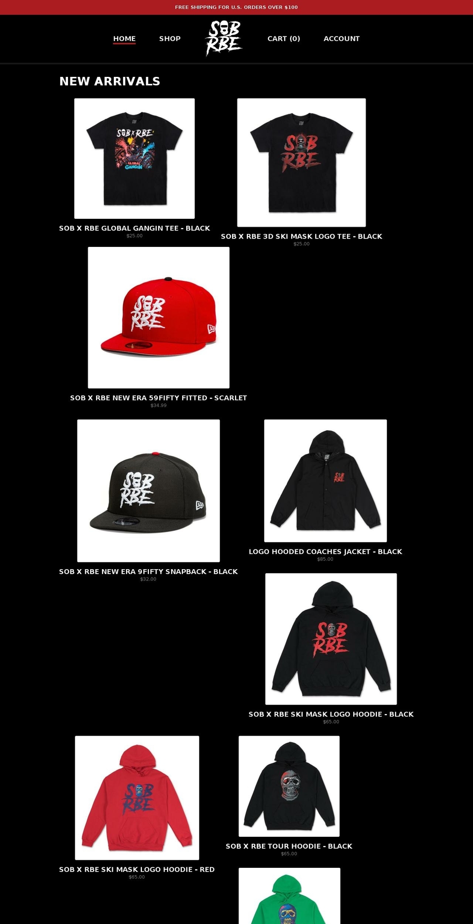 sobxrbeshop.com — Shopify storefront screenshot