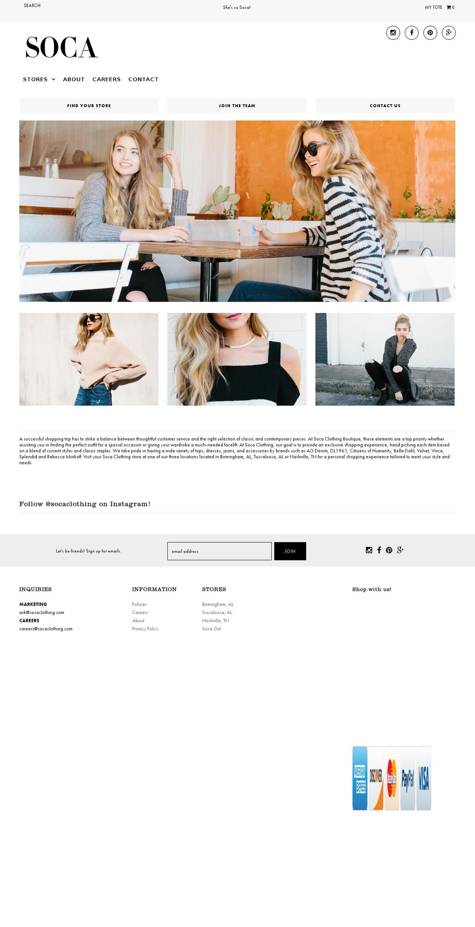 socaclothing.com shopify website screenshot