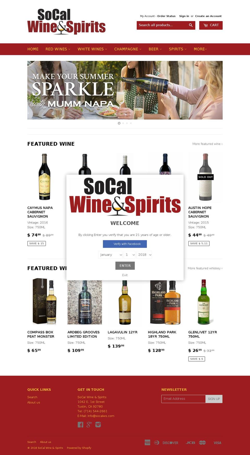 socal.wine shopify website screenshot