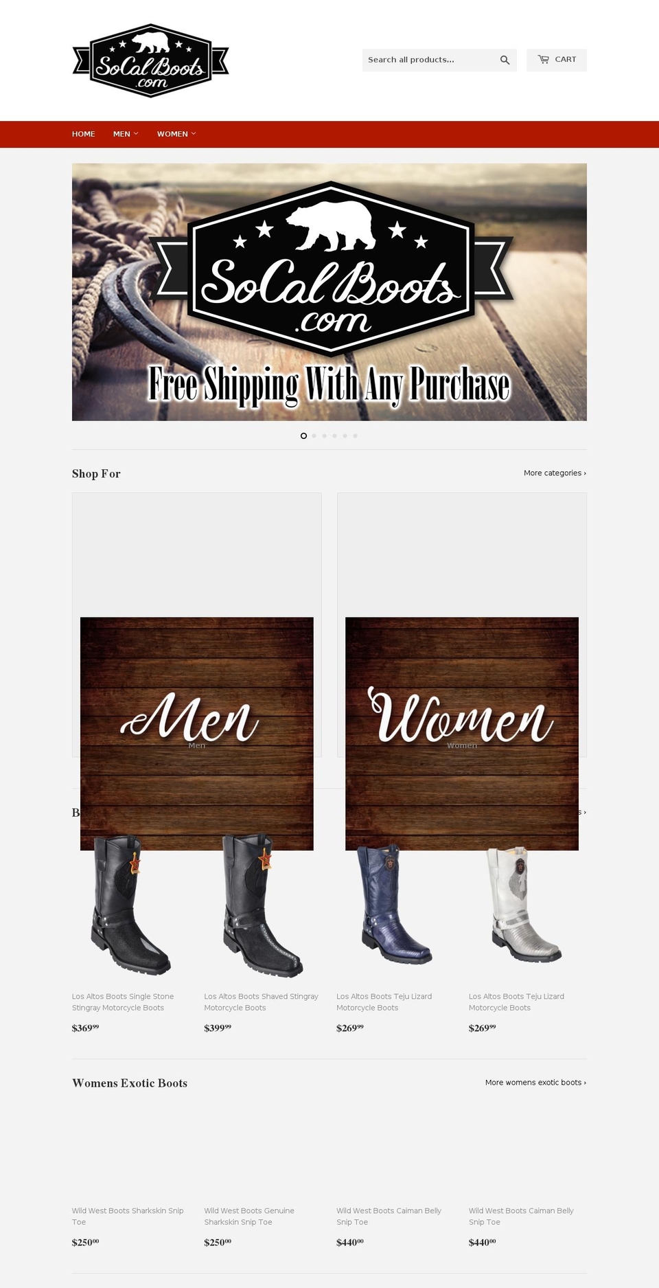 socalboots.com — Shopify storefront screenshot