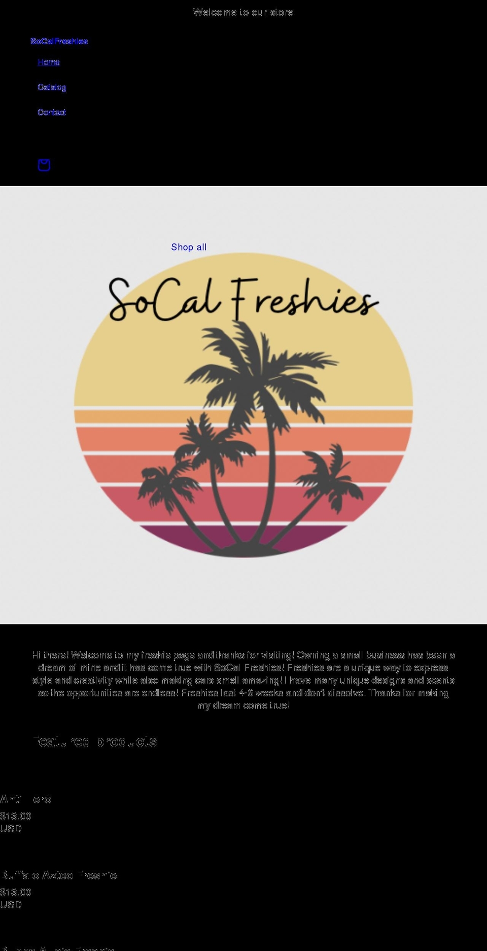socalfreshies.com shopify website screenshot