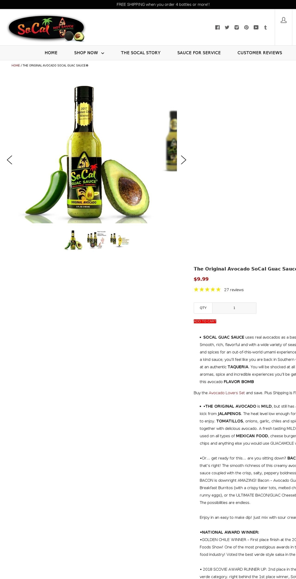 socalguacsauce.com shopify website screenshot