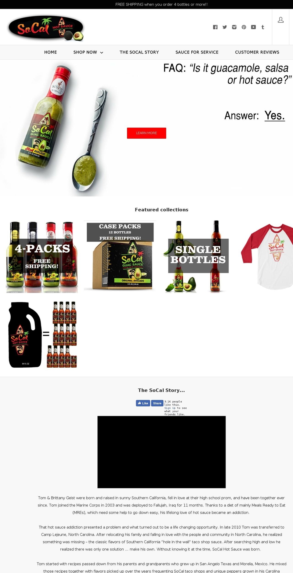 socalhotsauce.com shopify website screenshot