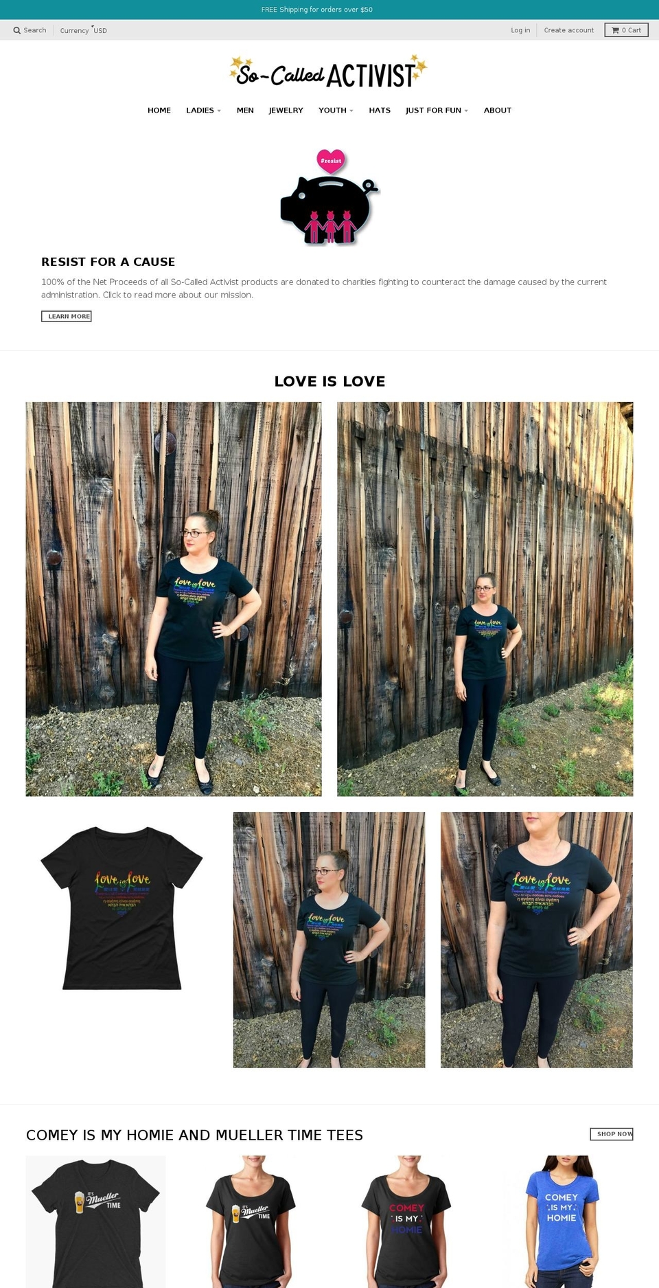 socalledactivists.com — Shopify storefront screenshot