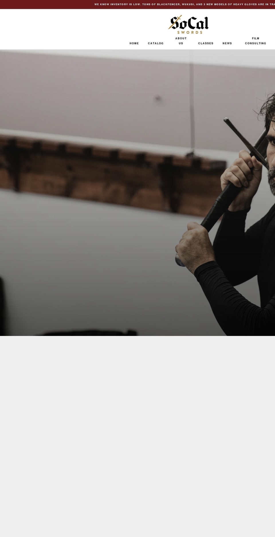 socalswords.com shopify website screenshot