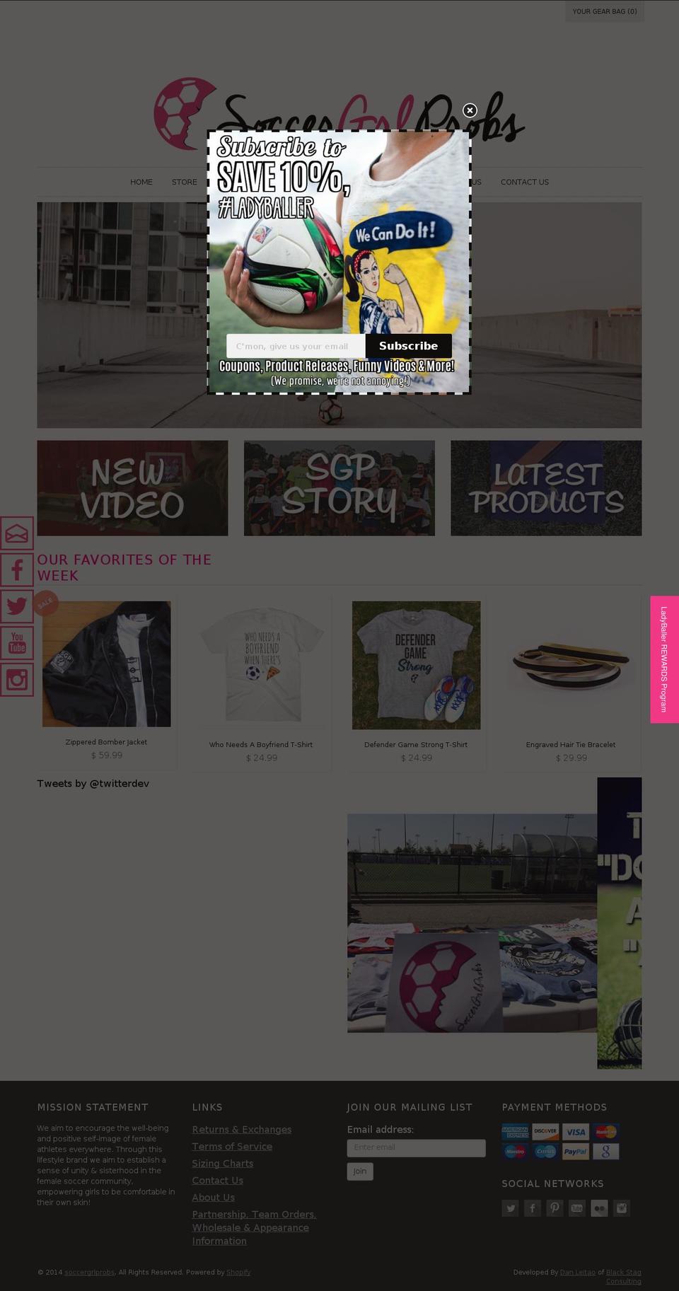 soccergrlprobs.com shopify website screenshot