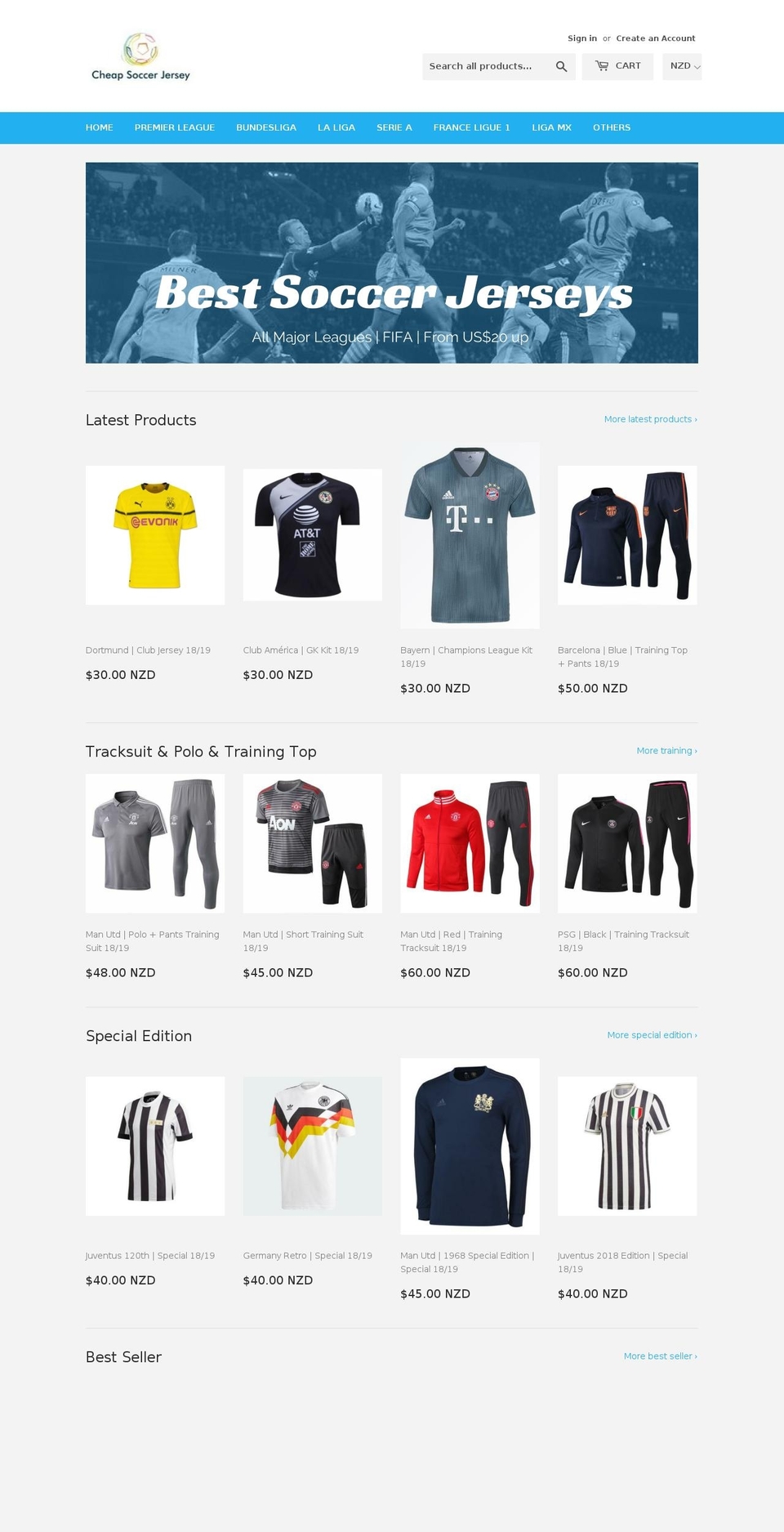 soccerjerseycheap.com — Shopify storefront screenshot
