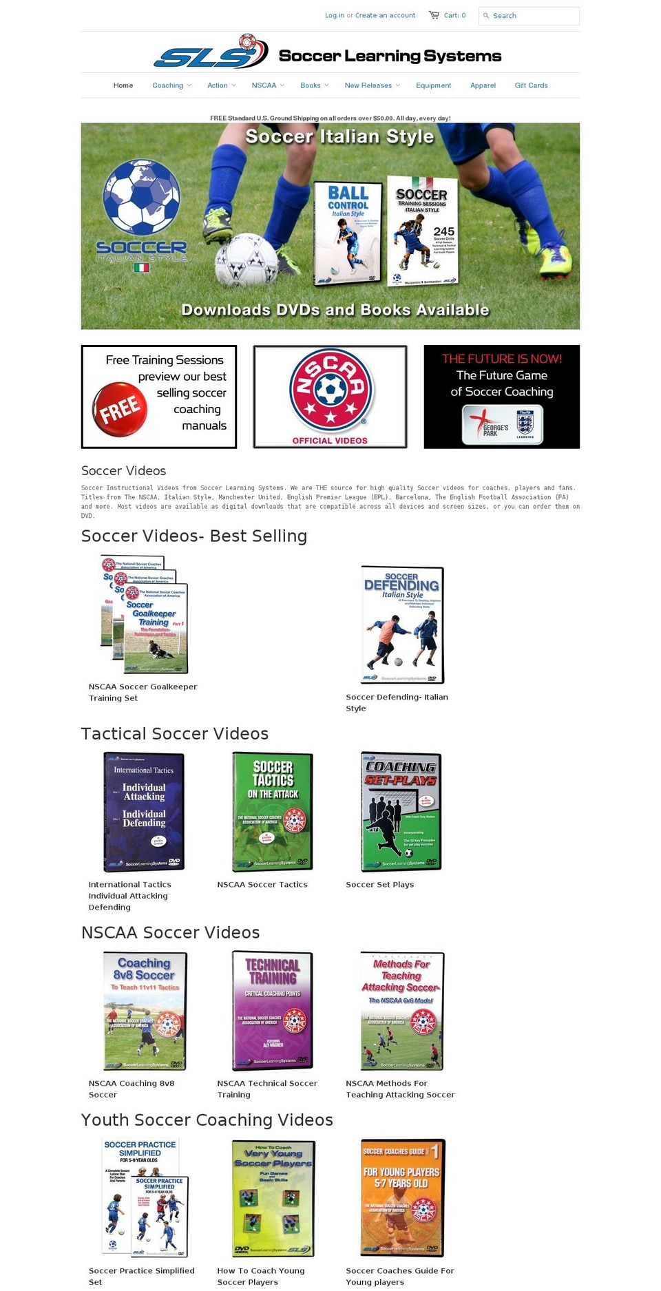 soccerlearningsystems.com shopify website screenshot