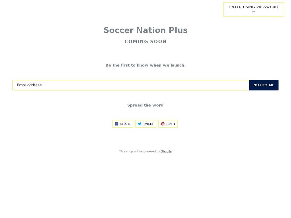 soccernationplus.com — Shopify storefront screenshot