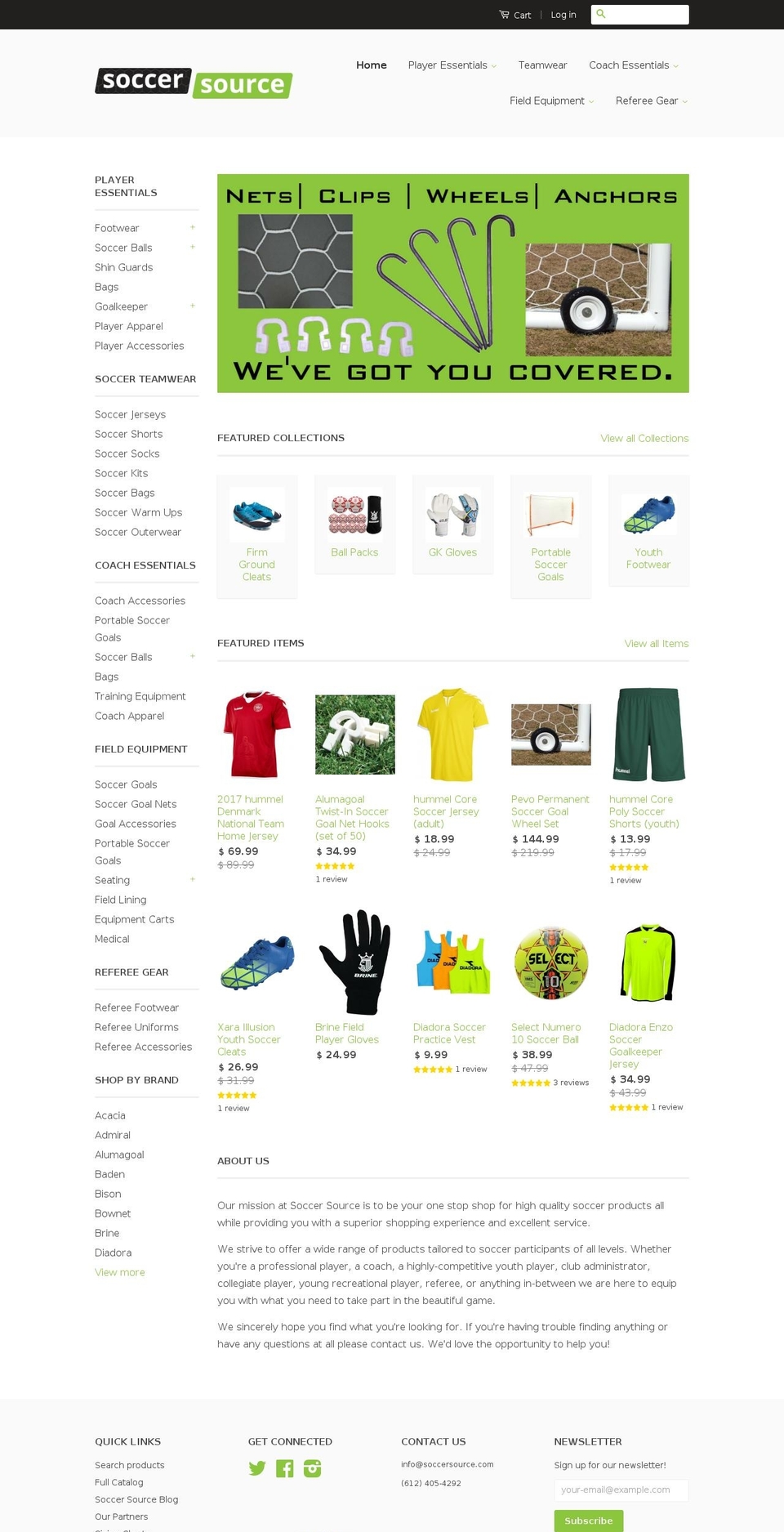 soccersource.com shopify website screenshot