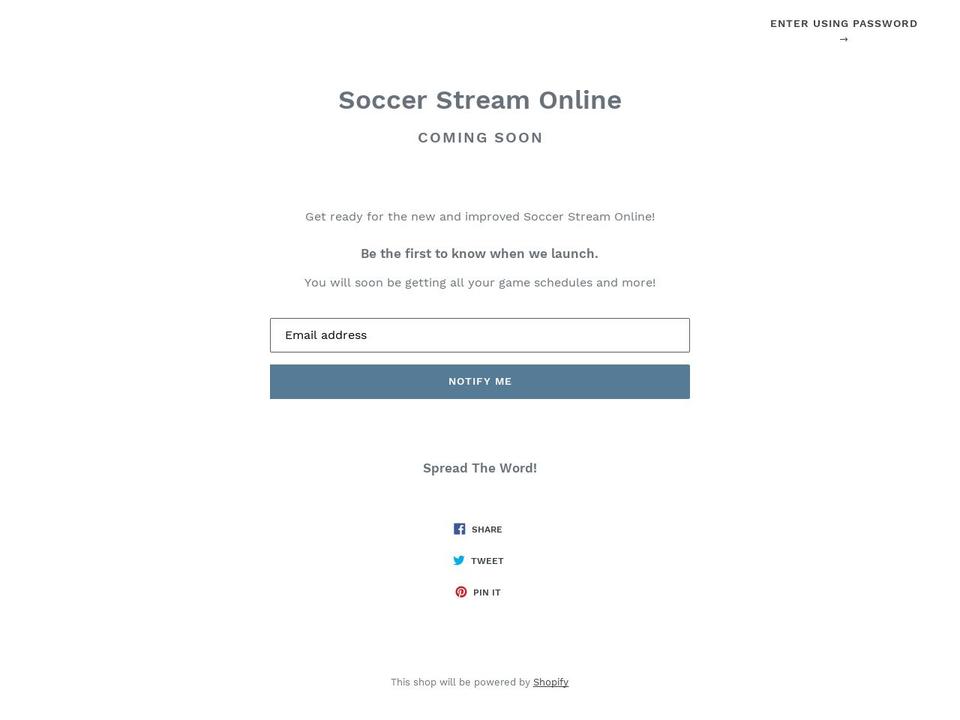 soccerstreamonline.com shopify website screenshot