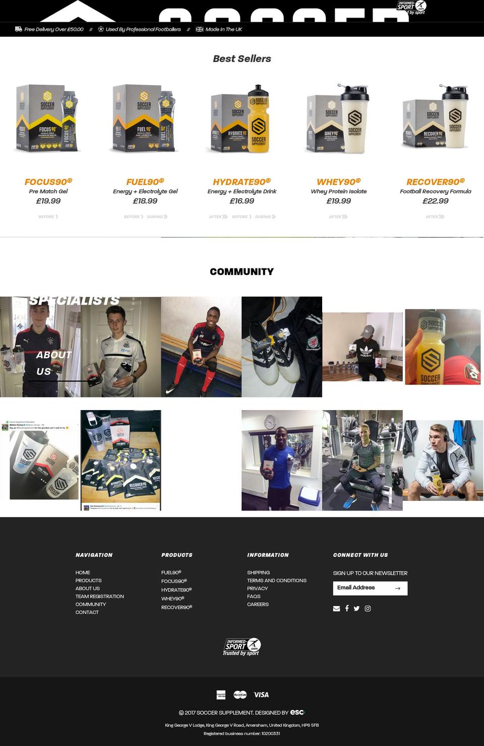soccersupplement.com shopify website screenshot