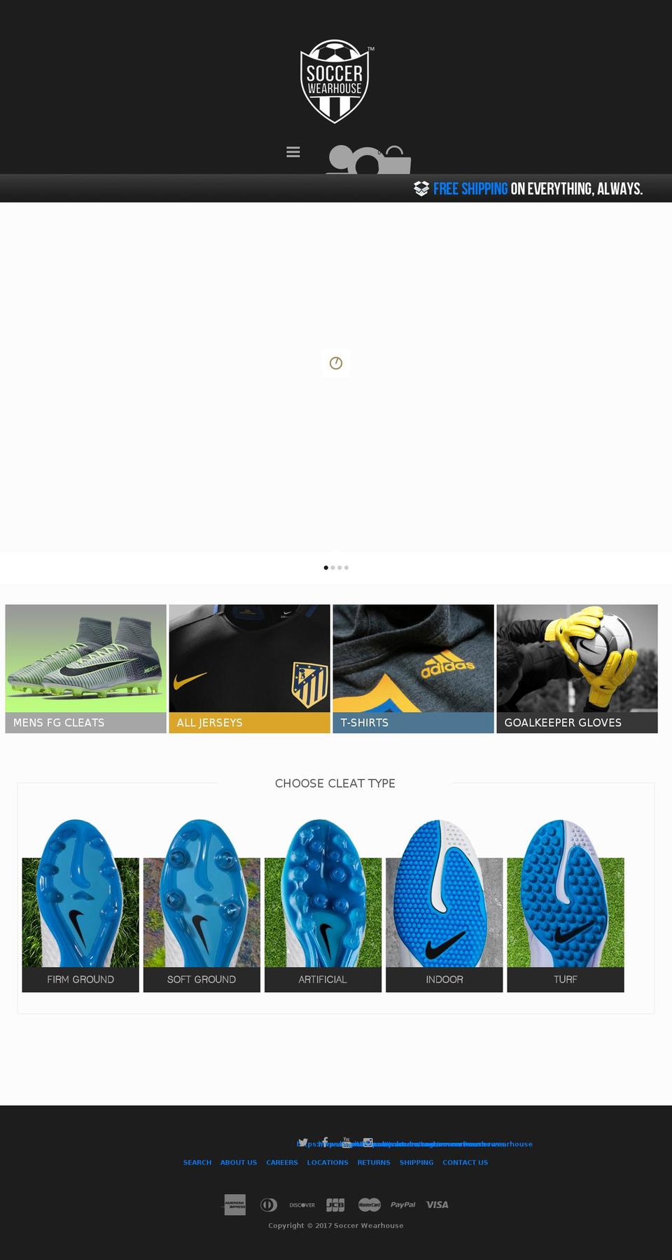 soccerwearhouse.com shopify website screenshot