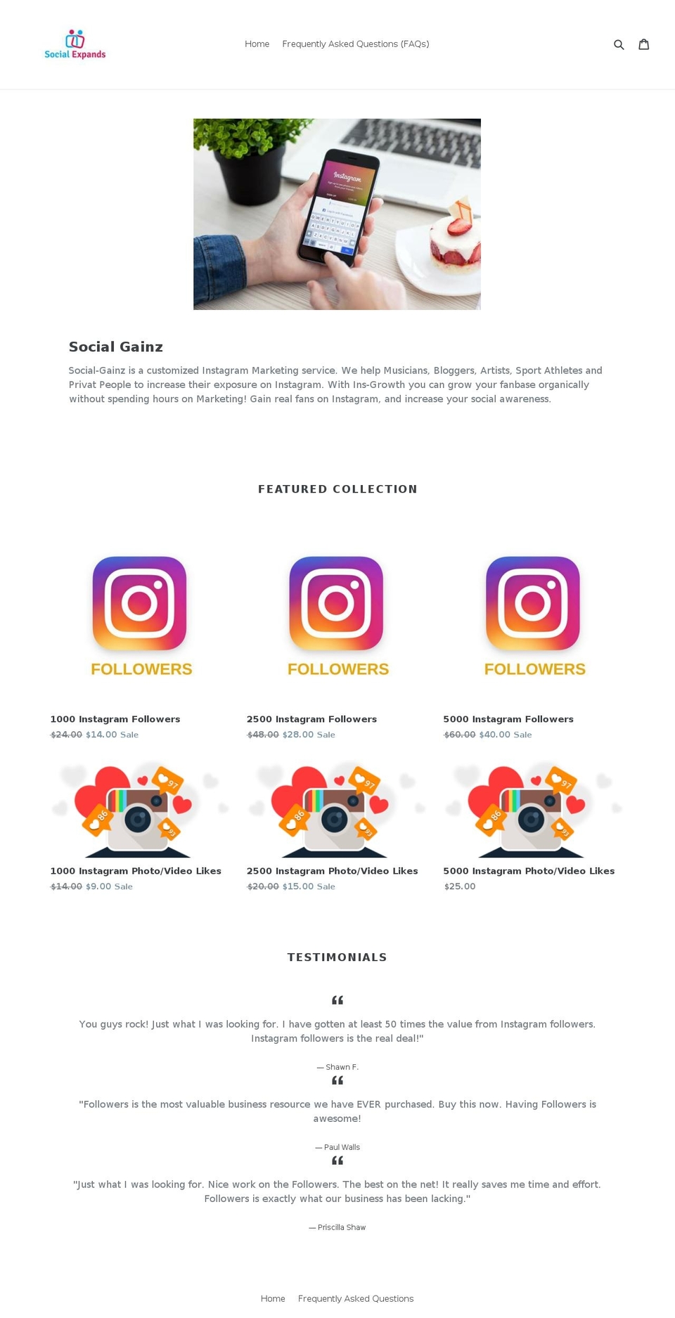 social-expand.com — Shopify storefront screenshot