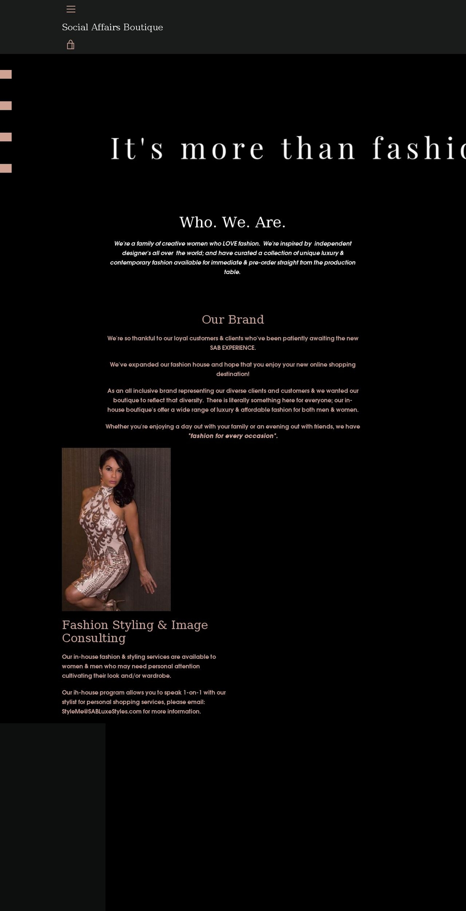 socialaffairsboutique.com shopify website screenshot