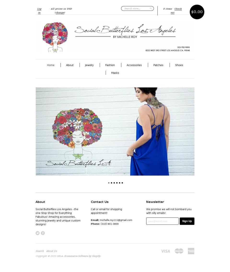 socialbutterflieslosangeles.com shopify website screenshot