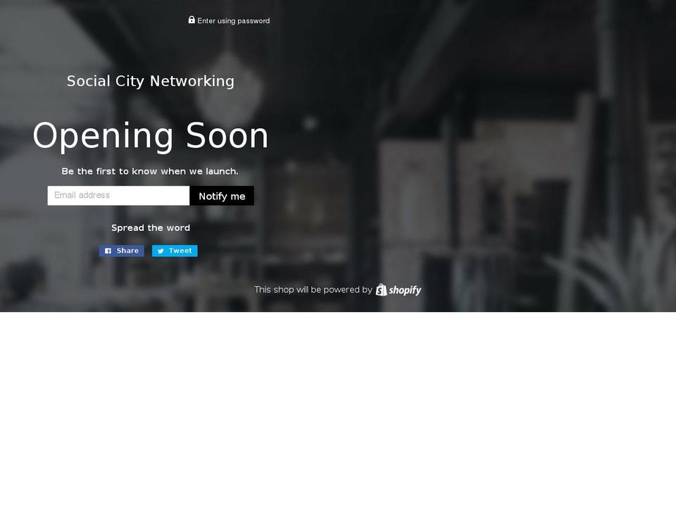 socialcitynetworking.com — Shopify storefront screenshot