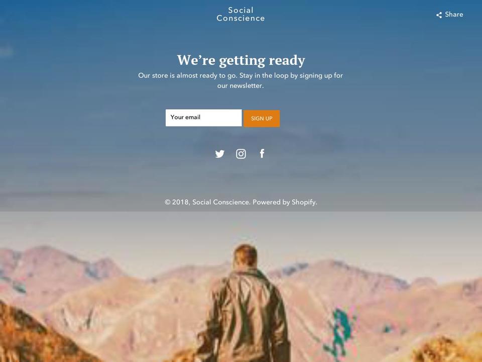 Pre-launch Shopify theme site example socialconscience.co