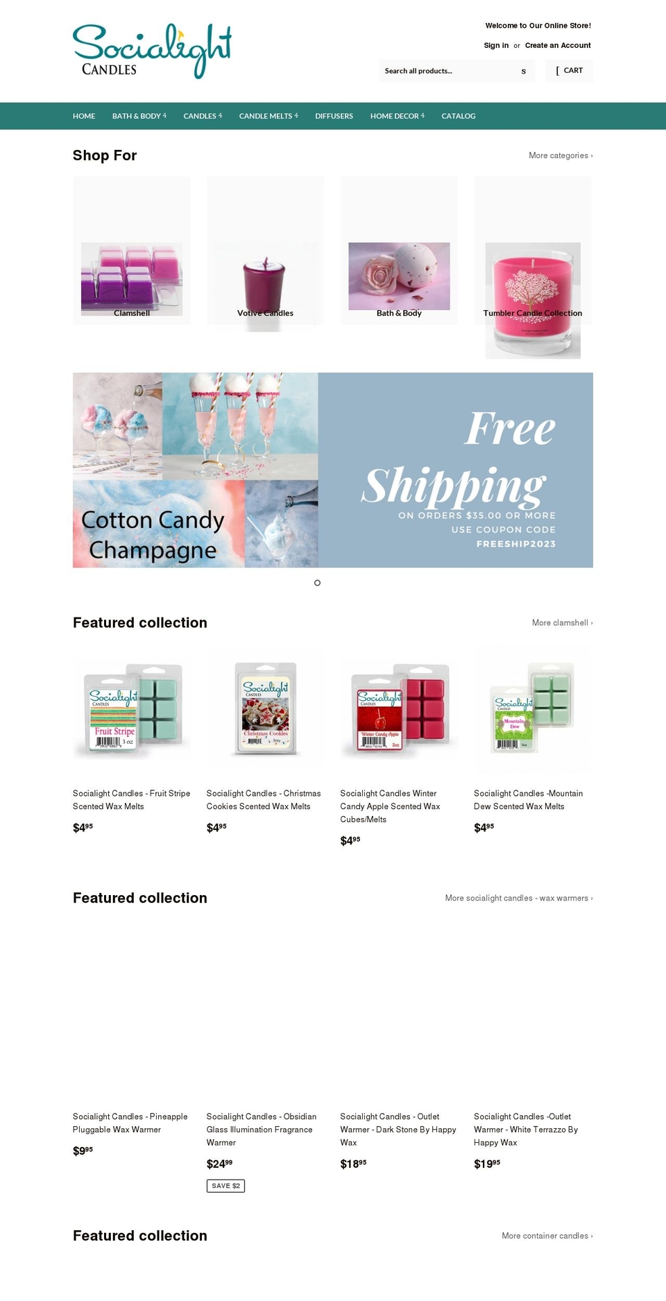 socialightcandles.net shopify website screenshot