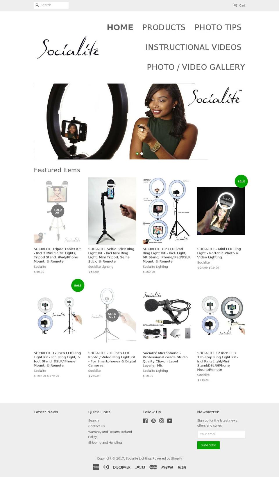 socialite-lighting.com shopify website screenshot