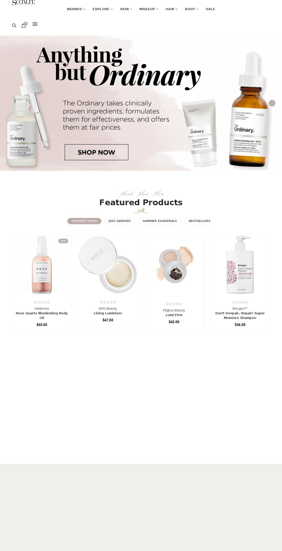 socialitebeauty.ca shopify website screenshot