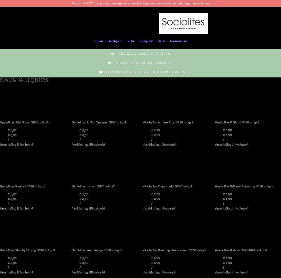 socialiteszero.nl shopify website screenshot