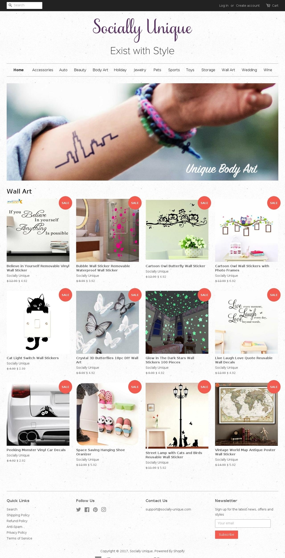 socially-unique.com shopify website screenshot