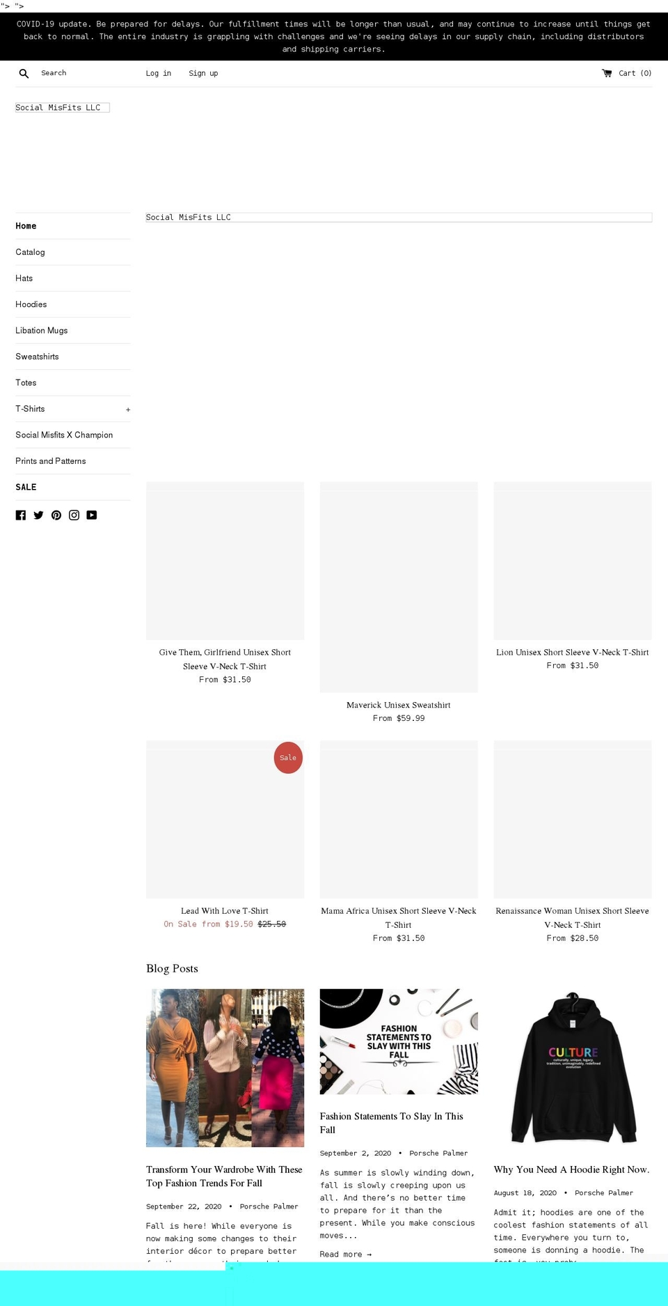 socialmisfits.com shopify website screenshot