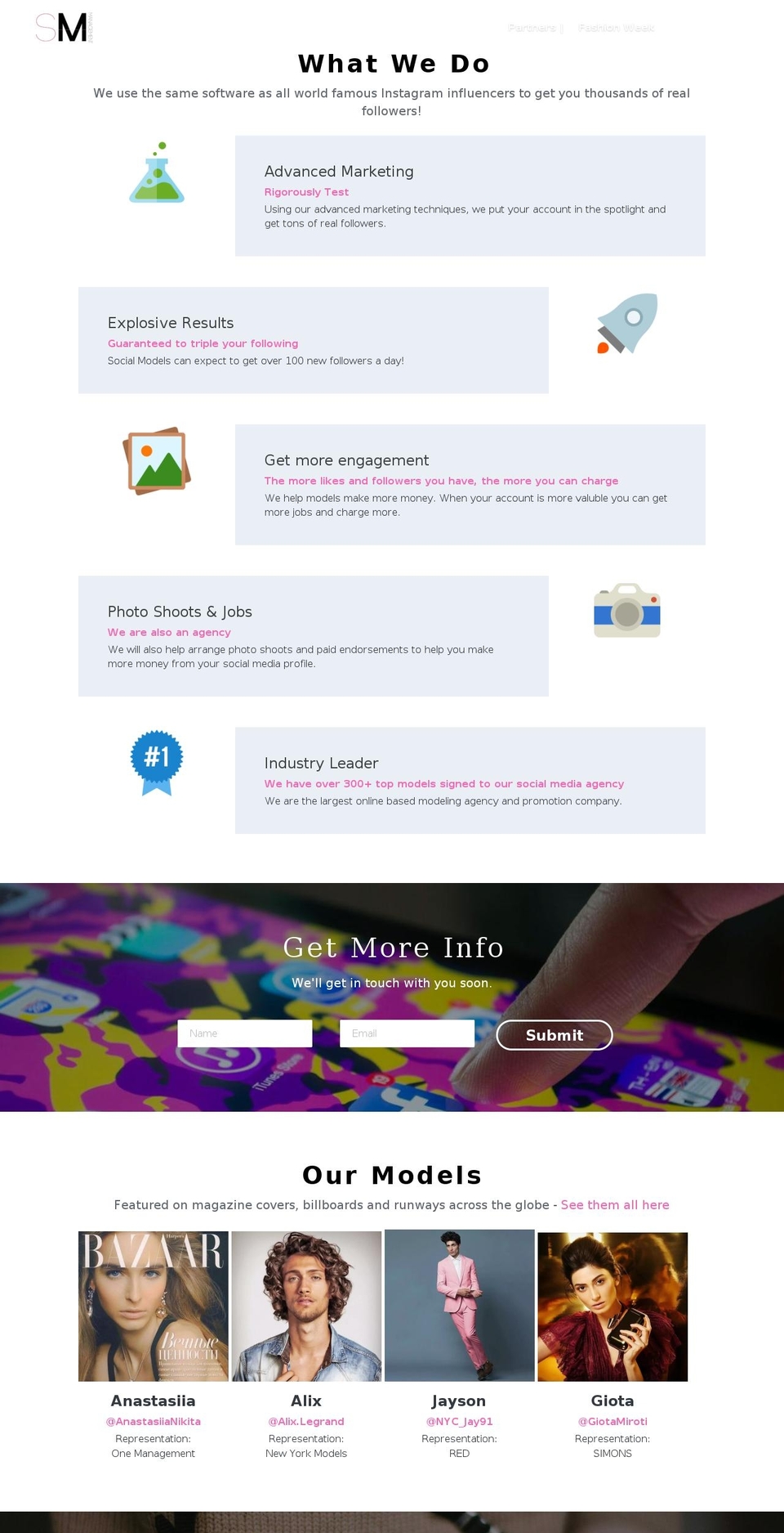 socialmodelmanagement.com shopify website screenshot