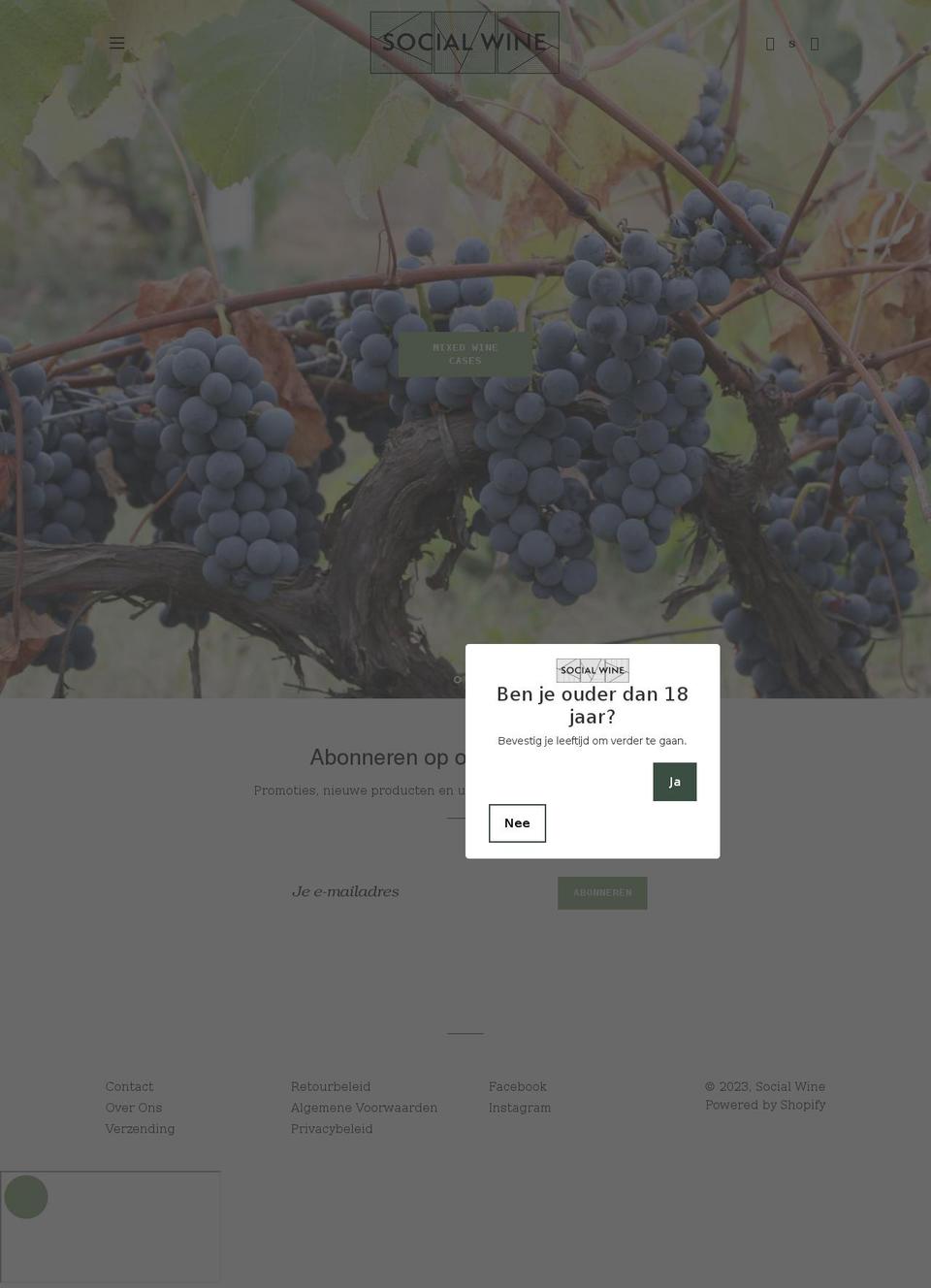 socialwine.nl shopify website screenshot