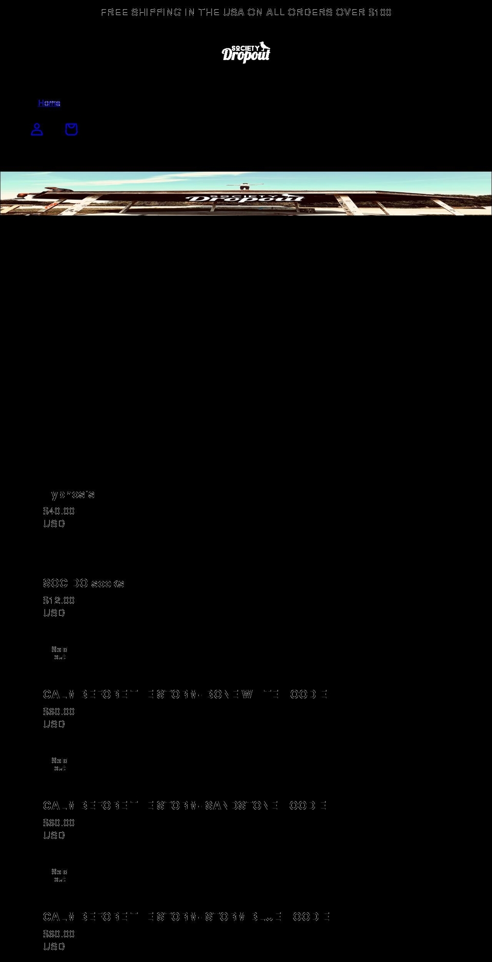 societydropoutshop.com shopify website screenshot