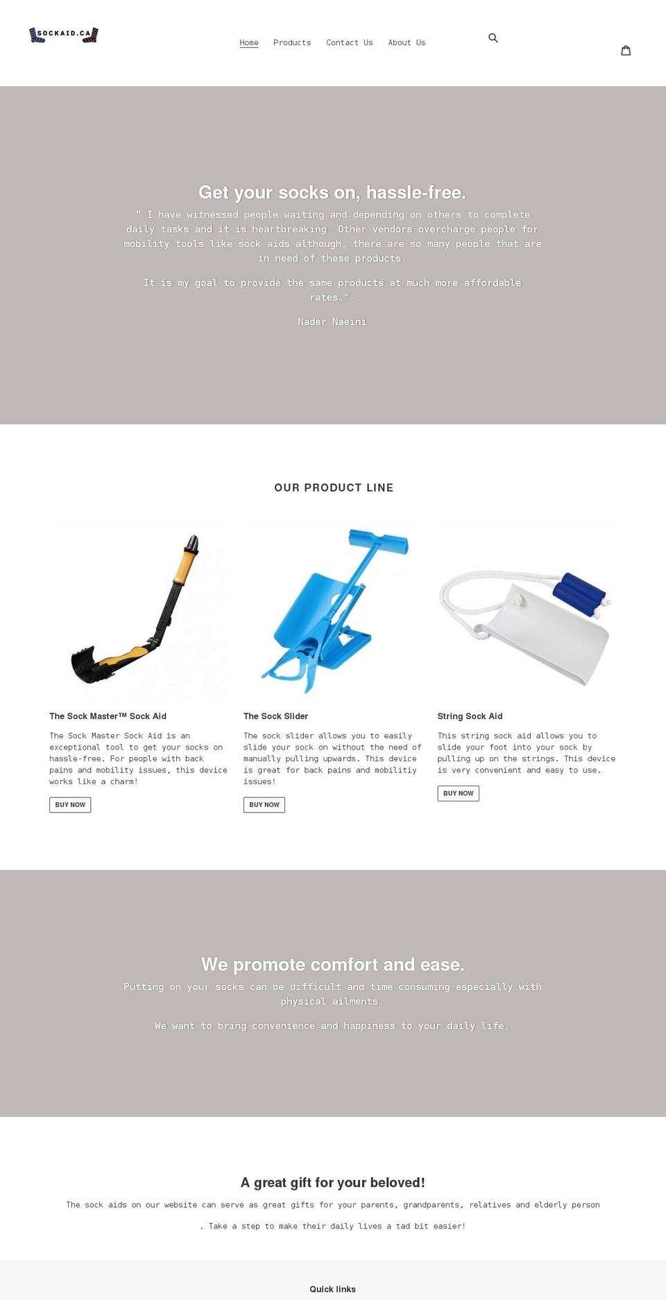 sockaidcanada.com shopify website screenshot