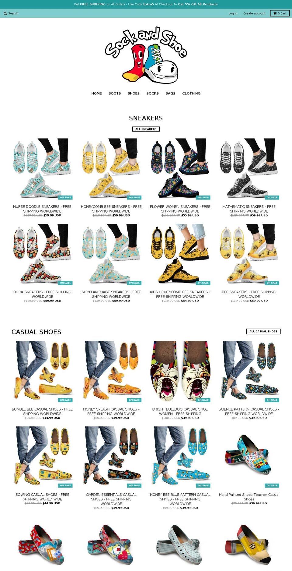 sockandshoe.co shopify website screenshot