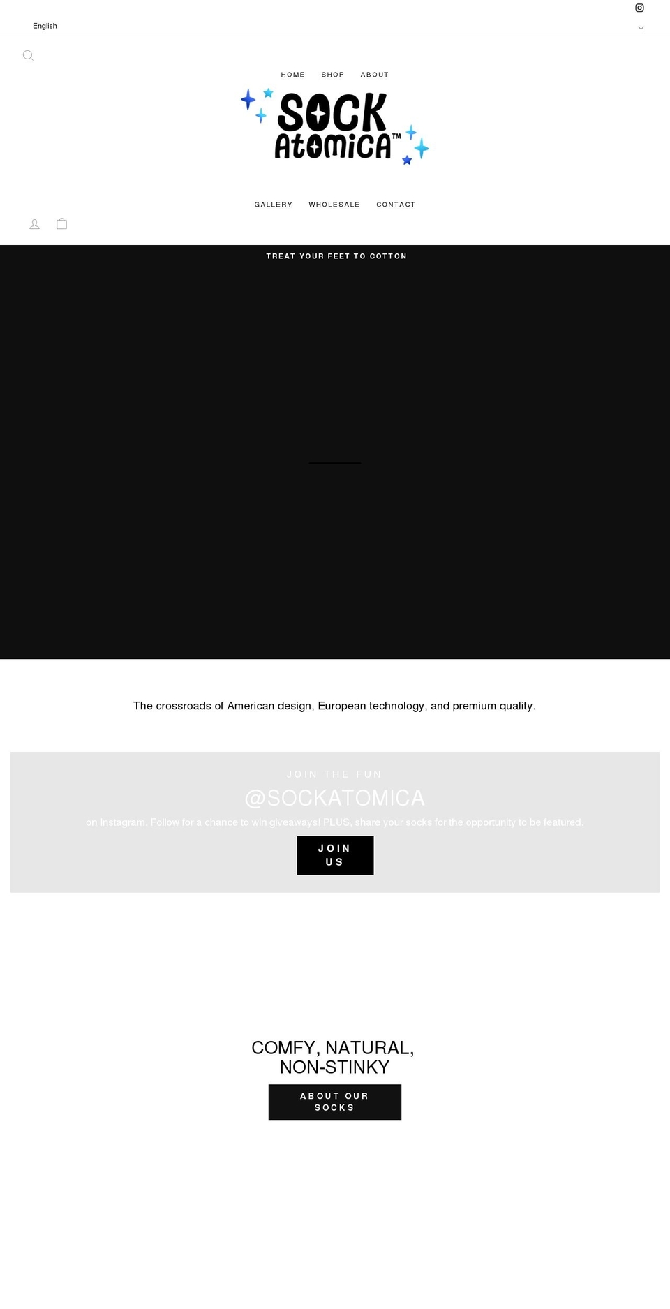 sockatomica.com shopify website screenshot