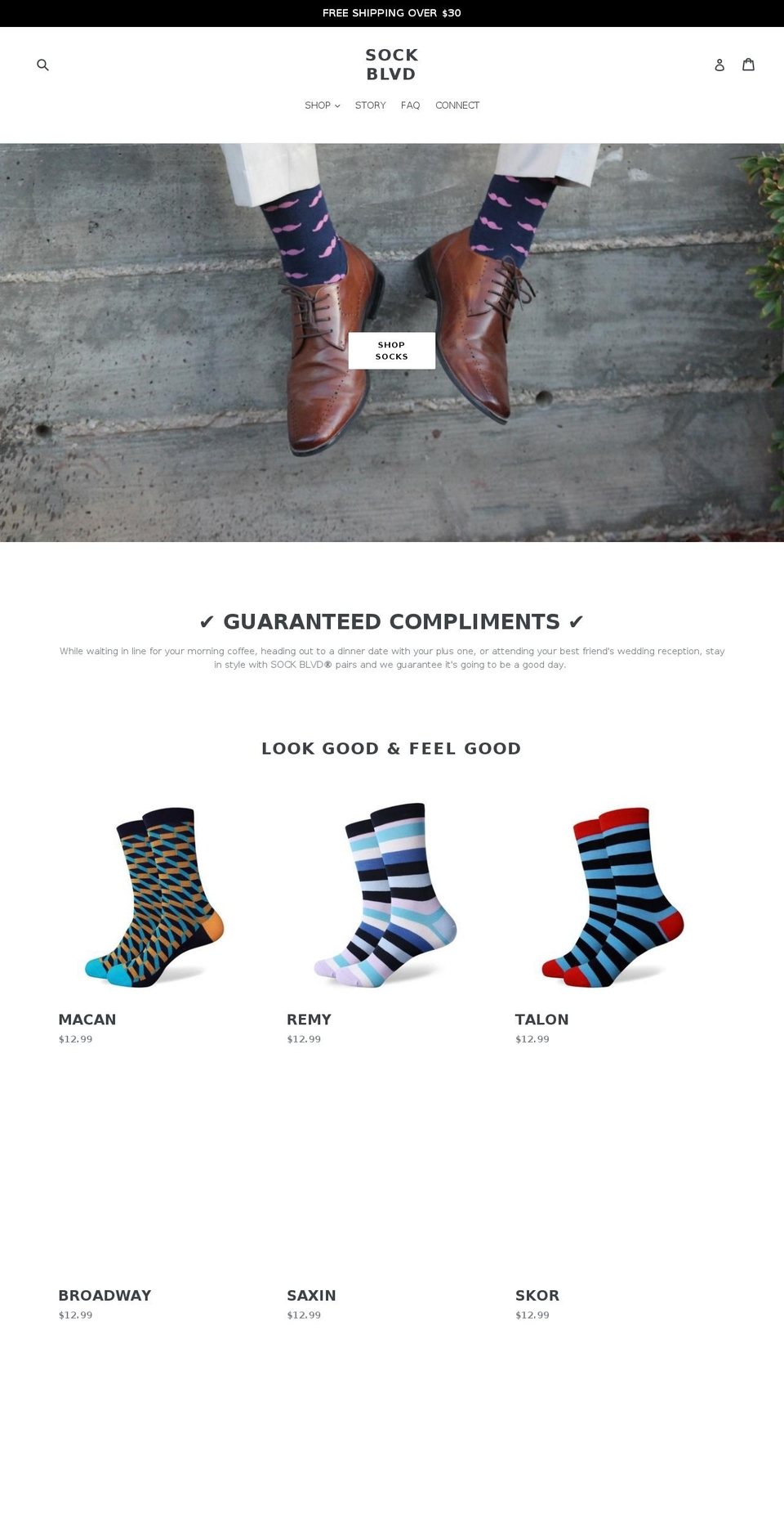 sockblvd.com shopify website screenshot