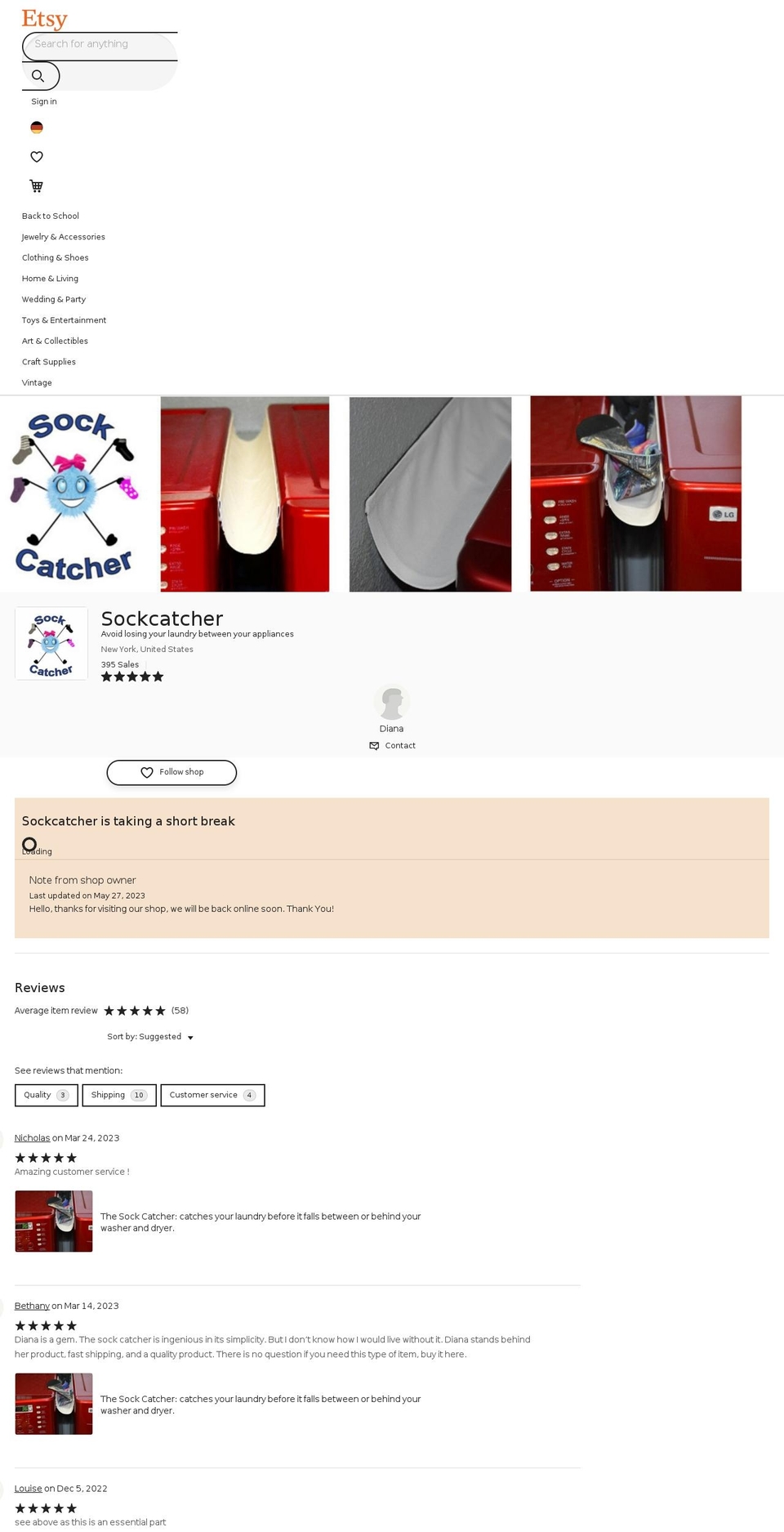 sockcatcher.com — Shopify storefront screenshot