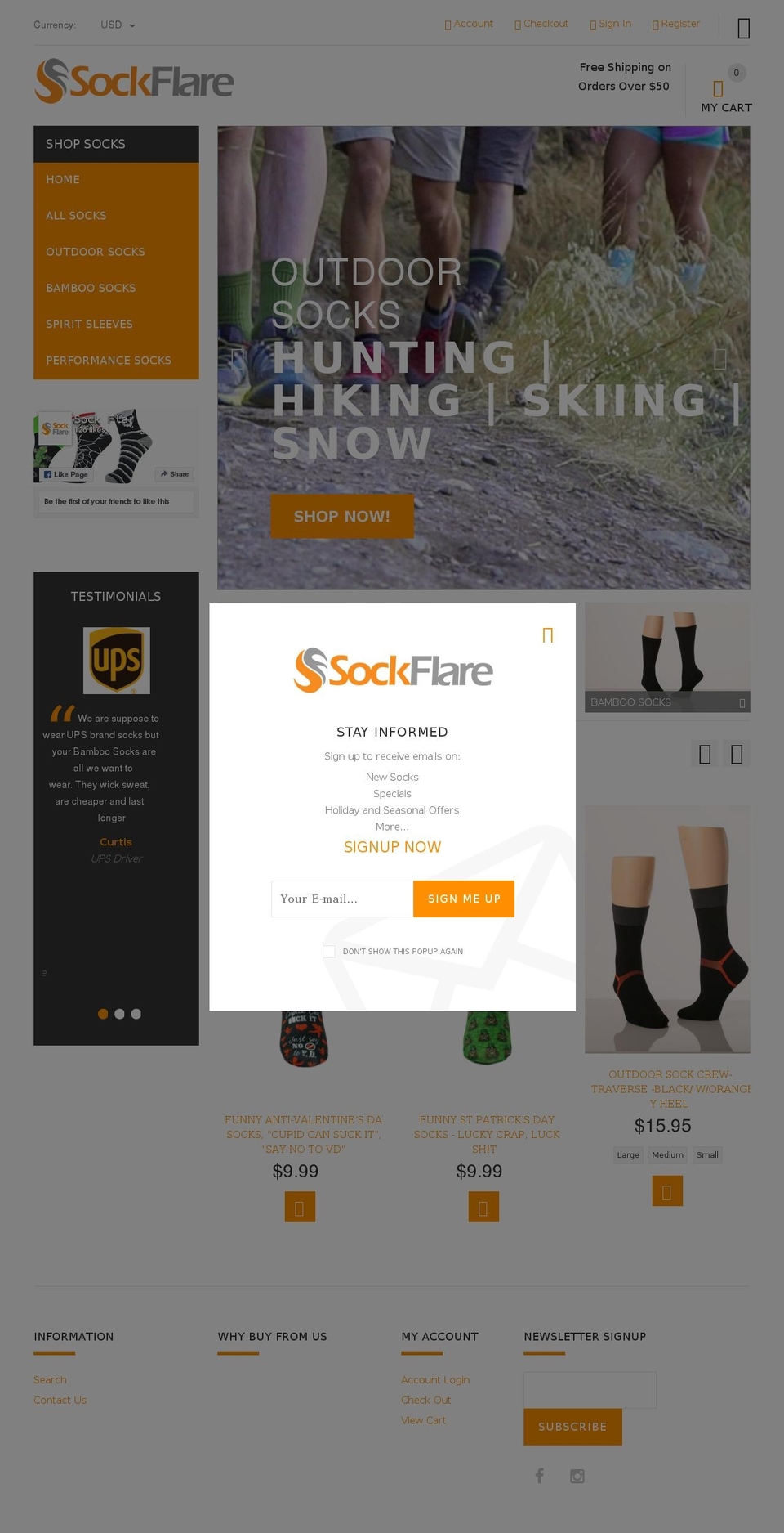 sockflare.com — Shopify storefront screenshot